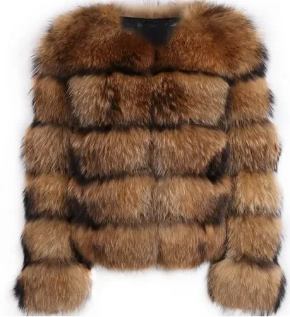 Asian Size Women Fake Raccoon Fur Jacket Autumn Winter Faux Fur Fox Coats Short Coat Furry Outerwear Elegant Thick Warm Coats