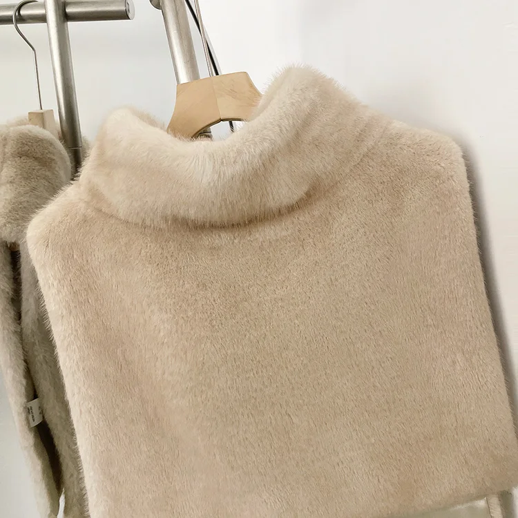 Mumaroho 2026 Winter Spring Women Faux Fur Sable Vest Crop Top Solid Turtleneck Eco Mink Faux Fur Tank Tops Pullover Jacket