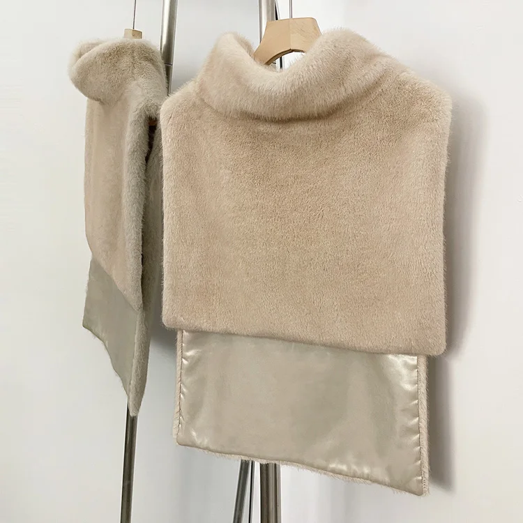 Mumaroho 2026 Winter Spring Women Faux Fur Sable Vest Crop Top Solid Turtleneck Eco Mink Faux Fur Tank Tops Pullover Jacket