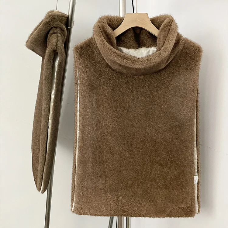 Mumaroho 2026 Winter Spring Women Faux Fur Sable Vest Crop Top Solid Turtleneck Eco Mink Faux Fur Tank Tops Pullover Jacket