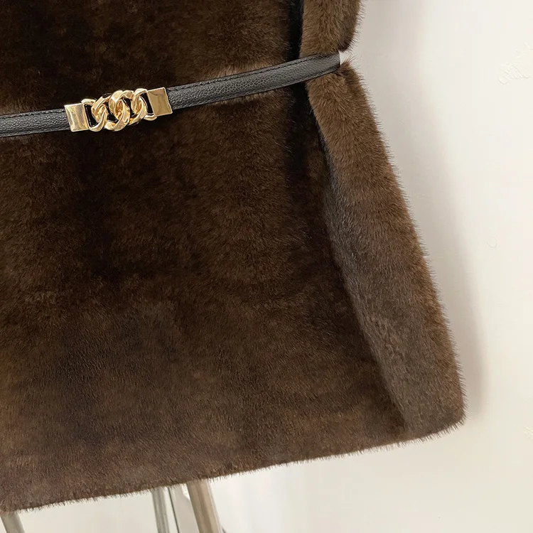 Mumaroho 2026 Winter Spring Women Faux Fur Sable Vest Crop Top Solid Turtleneck Eco Mink Faux Fur Tank Tops Pullover Jacket
