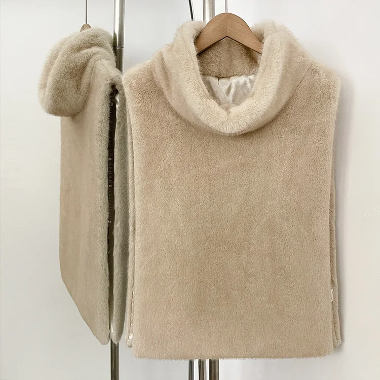 Mumaroho 2026 Winter Spring Women Faux Fur Sable Vest Crop Top Solid Turtleneck Eco Mink Faux Fur Tank Tops Pullover Jacket