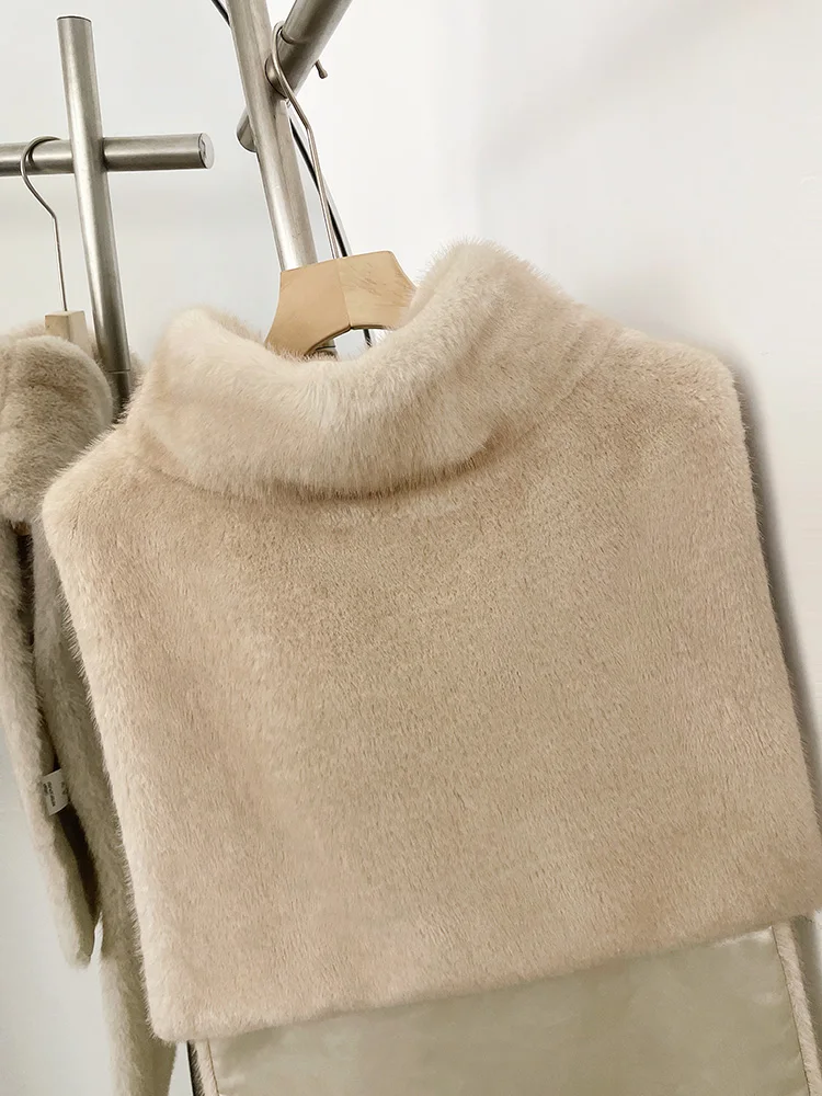 Mumaroho 2026 Winter Spring Women Faux Fur Sable Vest Crop Top Solid Turtleneck Eco Mink Faux Fur Tank Tops Pullover Jacket