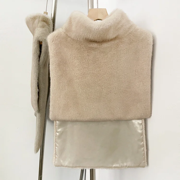 Mumaroho 2026 Winter Spring Women Faux Fur Sable Vest Crop Top Solid Turtleneck Eco Mink Faux Fur Tank Tops Pullover Jacket