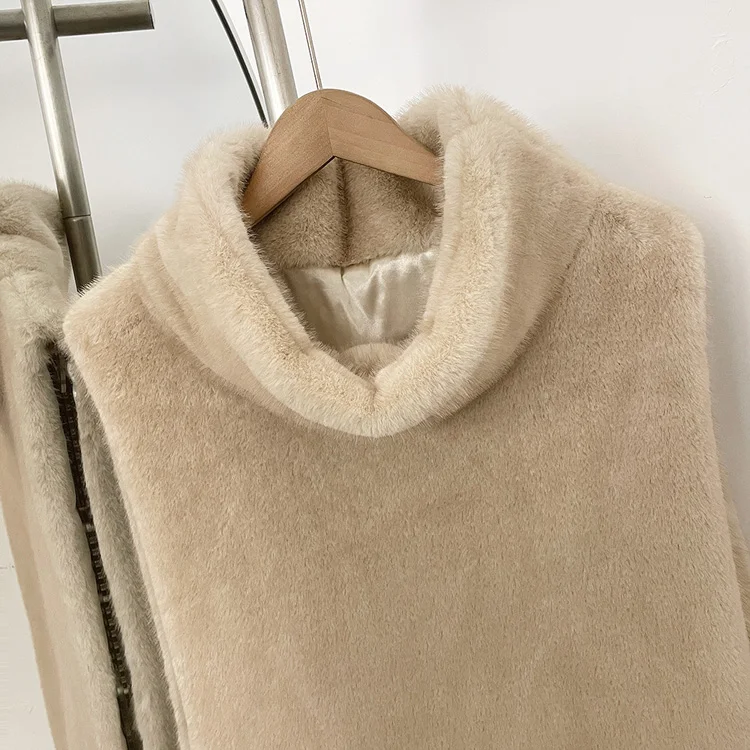 Mumaroho 2026 Winter Spring Women Faux Fur Sable Vest Crop Top Solid Turtleneck Eco Mink Faux Fur Tank Tops Pullover Jacket