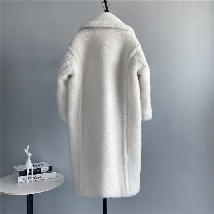 Winter Jacket Women Long Coat Wool Woven Fabric Thick Warm Outerwear Oversize Fashion Streetwear Teddy Bear Coats