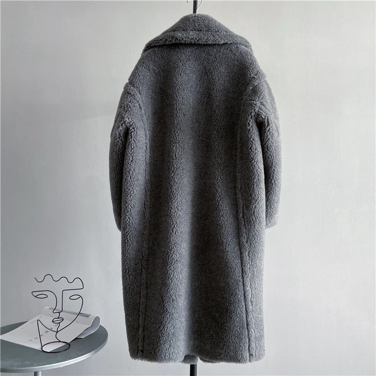 Winter Jacket Women Long Coat Wool Woven Fabric Thick Warm Outerwear Oversize Fashion Streetwear Teddy Bear Coats