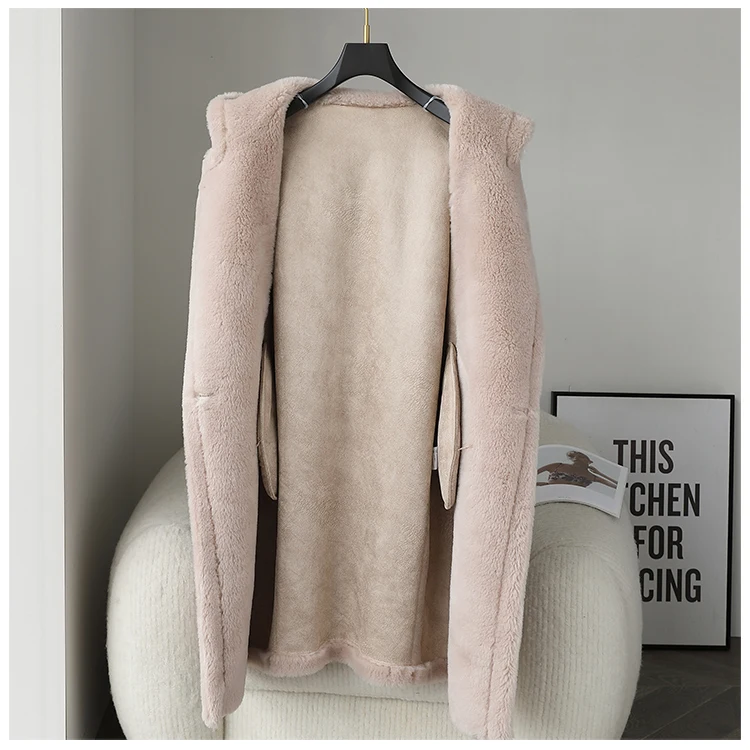 Winter Jacket Women Long Coat Wool Woven Fabric Thick Warm Outerwear Oversize Fashion Streetwear Teddy Bear Coats