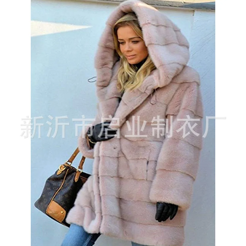 New Oversize Winter Women's Fur Coat Faux Fox Fur Windbreaker Hooded Long Parkas Jackets Padded Warm