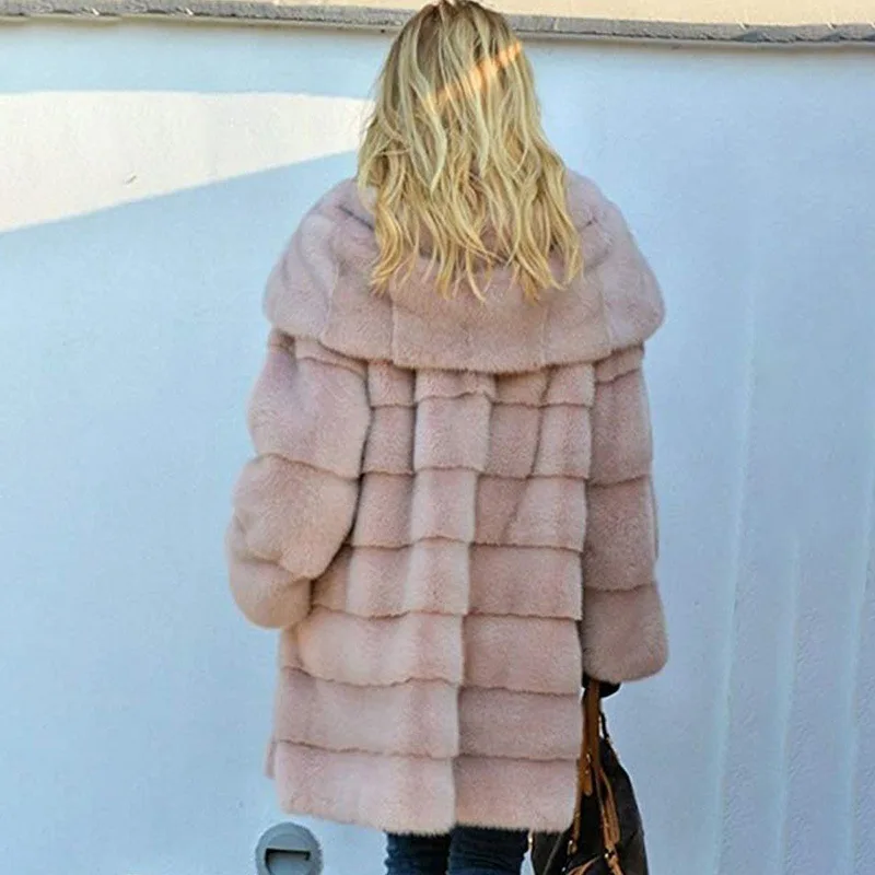 New Oversize Winter Women's Fur Coat Faux Fox Fur Windbreaker Hooded Long Parkas Jackets Padded Warm