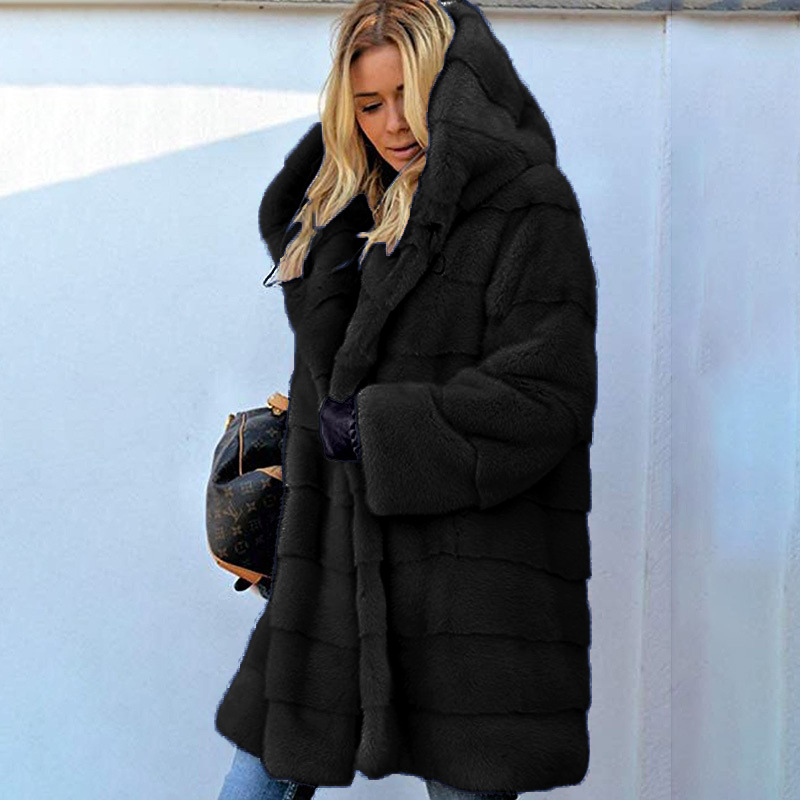 New Oversize Winter Women's Fur Coat Faux Fox Fur Windbreaker Hooded Long Parkas Jackets Padded Warm