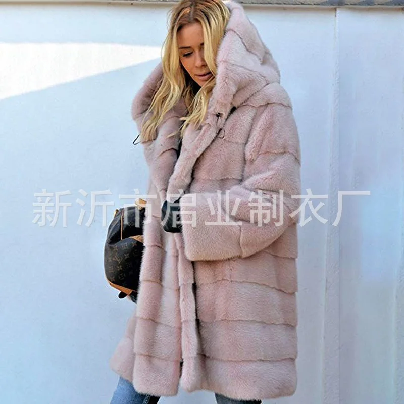 New Oversize Winter Women's Fur Coat Faux Fox Fur Windbreaker Hooded Long Parkas Jackets Padded Warm