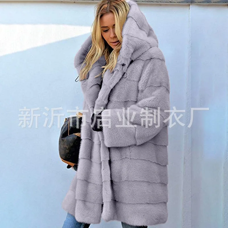 New Oversize Winter Women's Fur Coat Faux Fox Fur Windbreaker Hooded Long Parkas Jackets Padded Warm