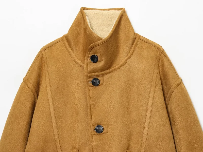 MUJER Women's Teddy Jacket Double Faced Hairy Coat Woman Faux Suede Plush Jacket Women Outerwears Loose Warm Winter Woman Coat