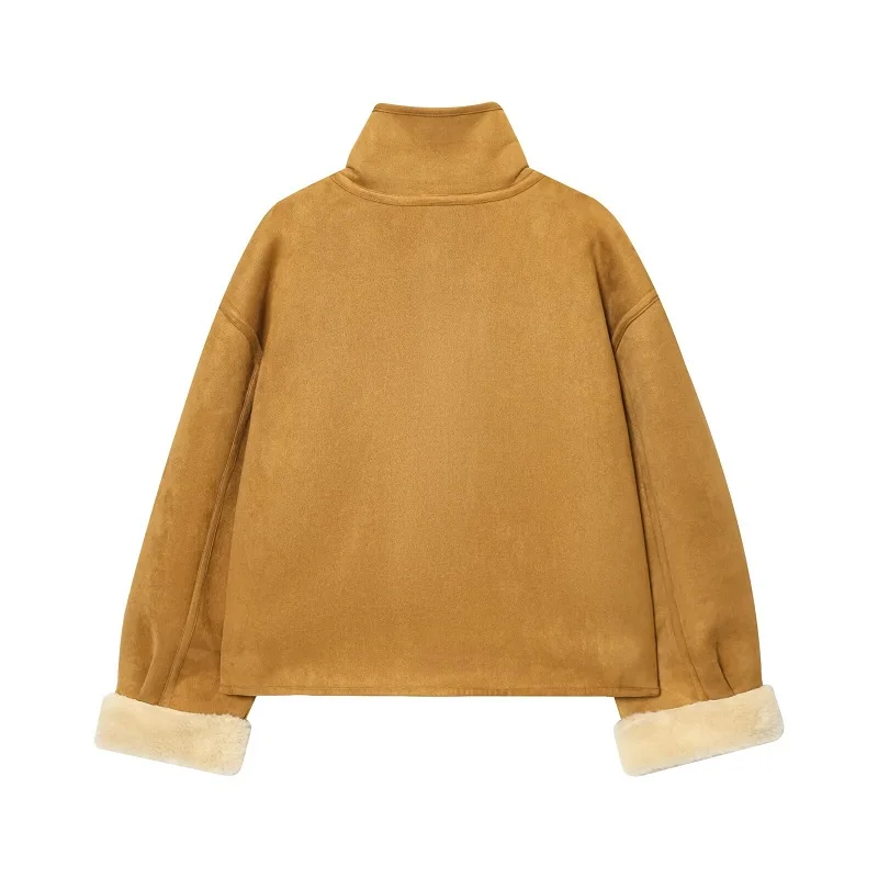 MUJER Women's Teddy Jacket Double Faced Hairy Coat Woman Faux Suede Plush Jacket Women Outerwears Loose Warm Winter Woman Coat