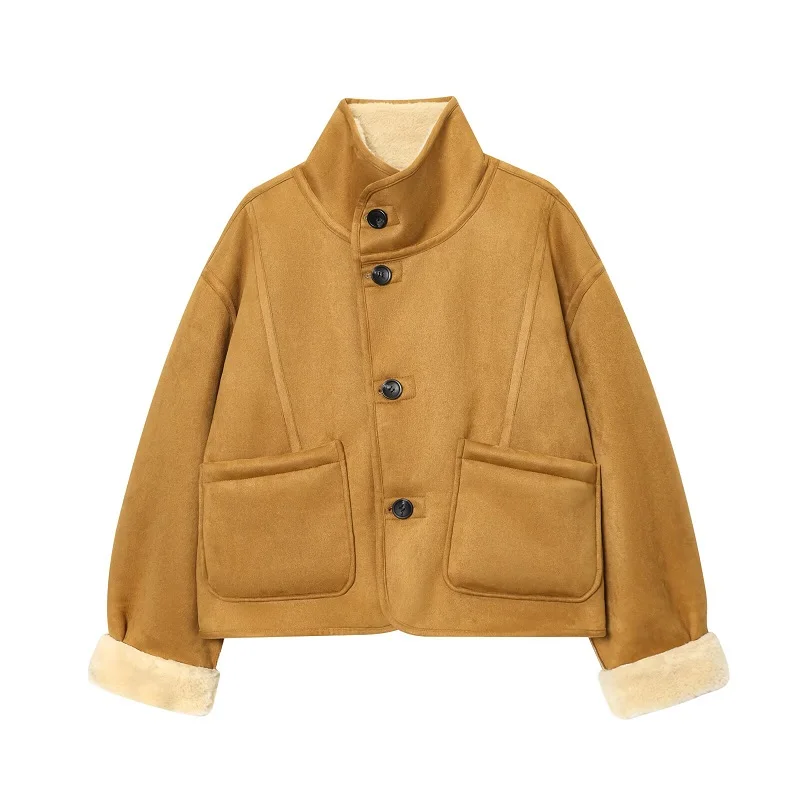 MUJER Women's Teddy Jacket Double Faced Hairy Coat Woman Faux Suede Plush Jacket Women Outerwears Loose Warm Winter Woman Coat
