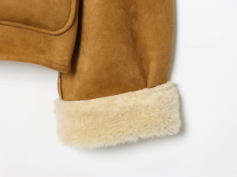 MUJER Women's Teddy Jacket Double Faced Hairy Coat Woman Faux Suede Plush Jacket Women Outerwears Loose Warm Winter Woman Coat