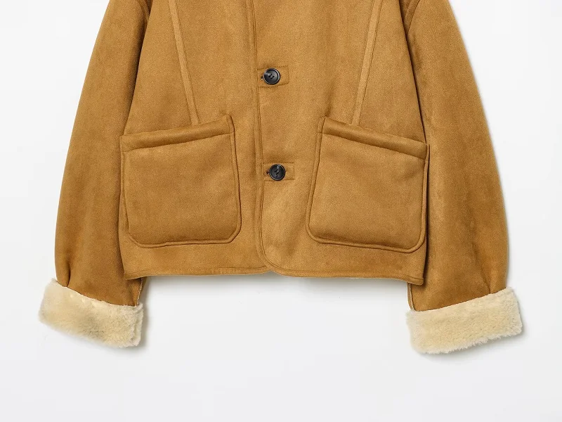 MUJER Women's Teddy Jacket Double Faced Hairy Coat Woman Faux Suede Plush Jacket Women Outerwears Loose Warm Winter Woman Coat