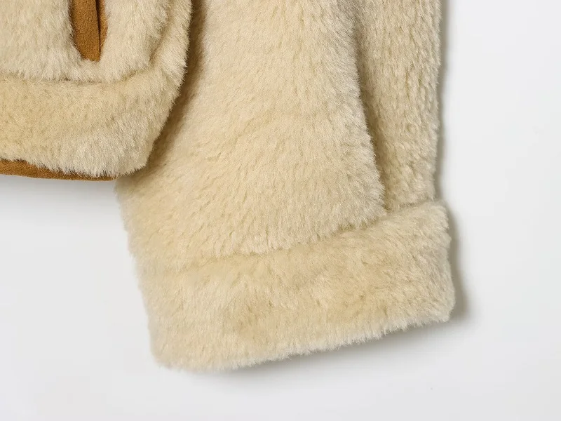 MUJER Women's Teddy Jacket Double Faced Hairy Coat Woman Faux Suede Plush Jacket Women Outerwears Loose Warm Winter Woman Coat
