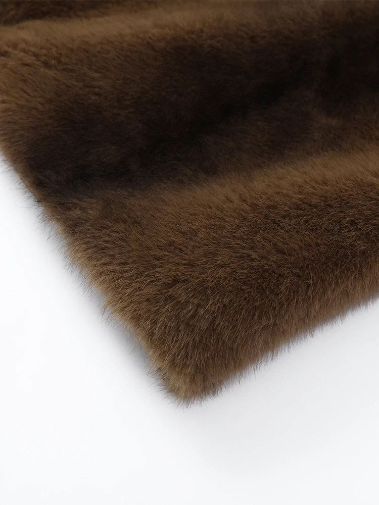 Women Solid Faux Fur Long Coat Lapel Long Sleeve Fluffy Luxury Loose Casual Outerwear 2026 Fashion Winter High Street Outwears