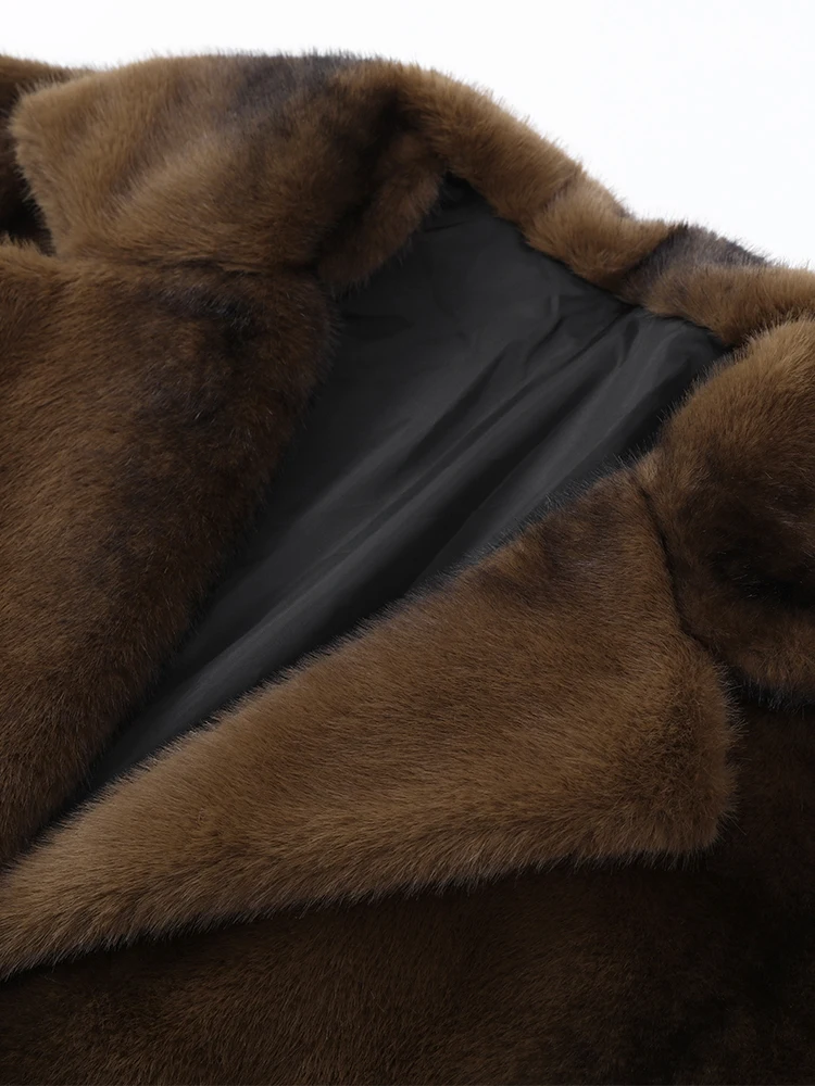 Women Solid Faux Fur Long Coat Lapel Long Sleeve Fluffy Luxury Loose Casual Outerwear 2026 Fashion Winter High Street Outwears