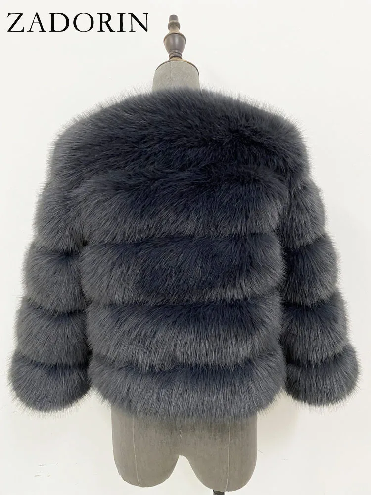 ZADORIN S-6XL Mink Coat Winter Black White Faux Fur Coat Woman Elegant Fluffy Faux Fur Jacket Top Short Fur Coats Woman Clothing