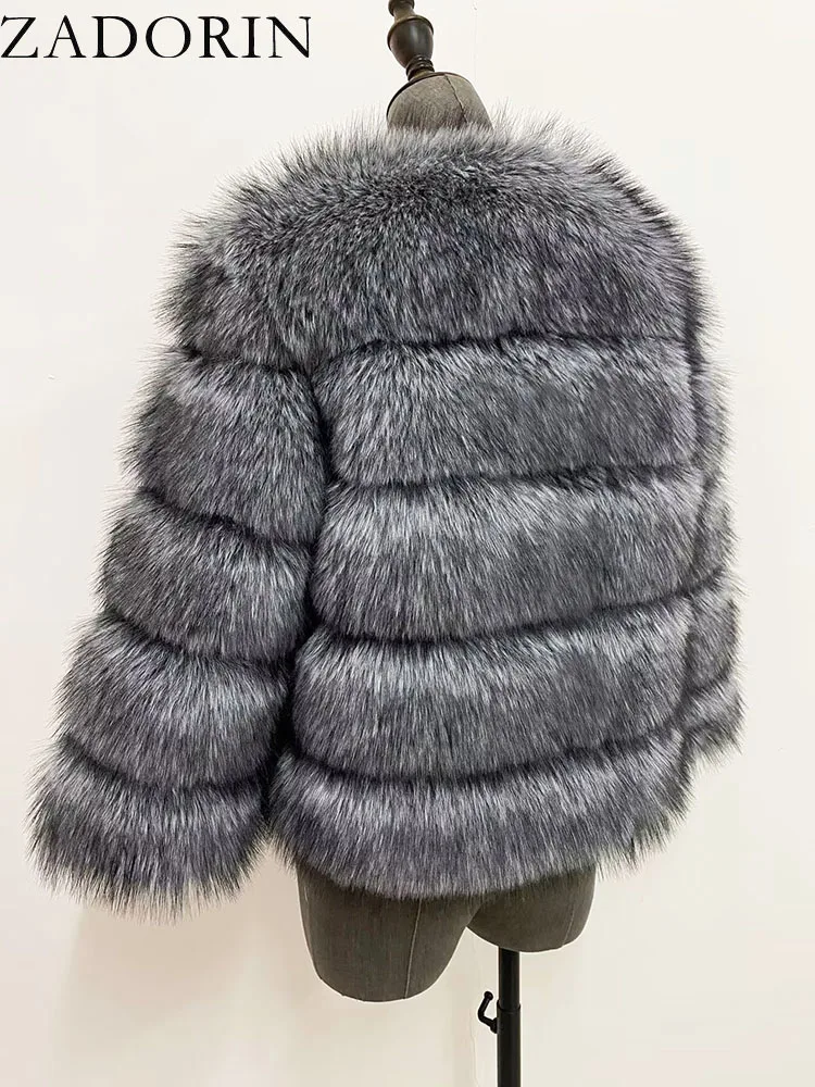 ZADORIN S-6XL Mink Coat Winter Black White Faux Fur Coat Woman Elegant Fluffy Faux Fur Jacket Top Short Fur Coats Woman Clothing