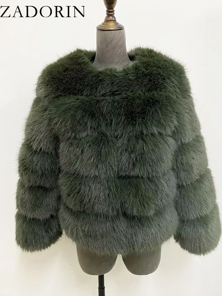 ZADORIN S-6XL Mink Coat Winter Black White Faux Fur Coat Woman Elegant Fluffy Faux Fur Jacket Top Short Fur Coats Woman Clothing