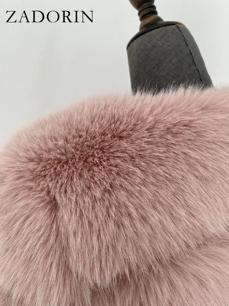 ZADORIN S-6XL Mink Coat Winter Black White Faux Fur Coat Woman Elegant Fluffy Faux Fur Jacket Top Short Fur Coats Woman Clothing