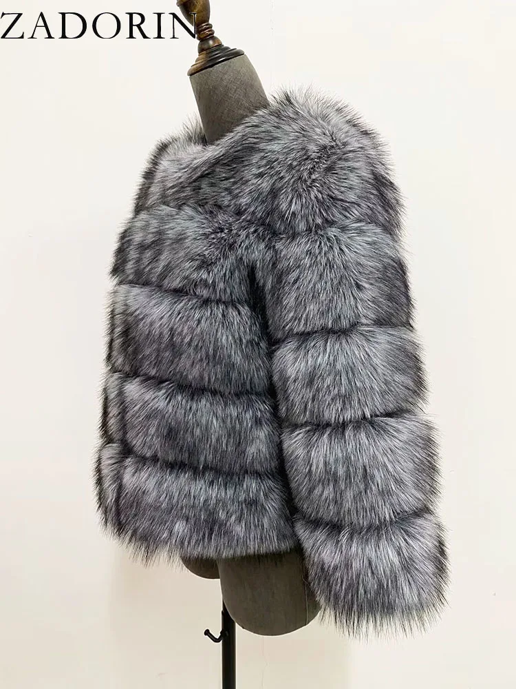 ZADORIN S-6XL Mink Coat Winter Black White Faux Fur Coat Woman Elegant Fluffy Faux Fur Jacket Top Short Fur Coats Woman Clothing