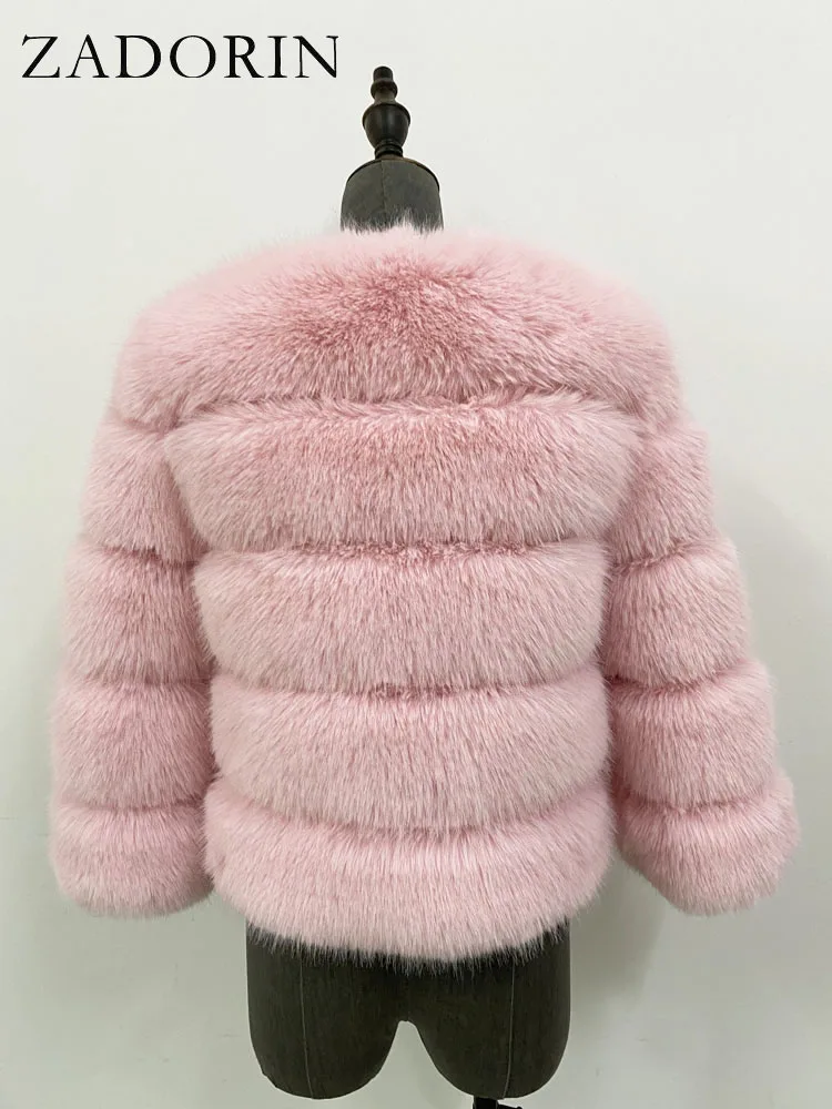 ZADORIN S-6XL Mink Coat Winter Black White Faux Fur Coat Woman Elegant Fluffy Faux Fur Jacket Top Short Fur Coats Woman Clothing
