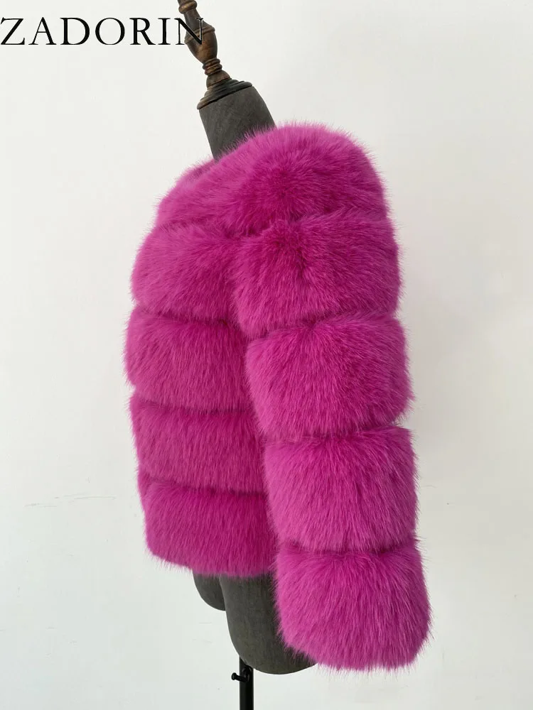 ZADORIN S-6XL Mink Coat Winter Black White Faux Fur Coat Woman Elegant Fluffy Faux Fur Jacket Top Short Fur Coats Woman Clothing