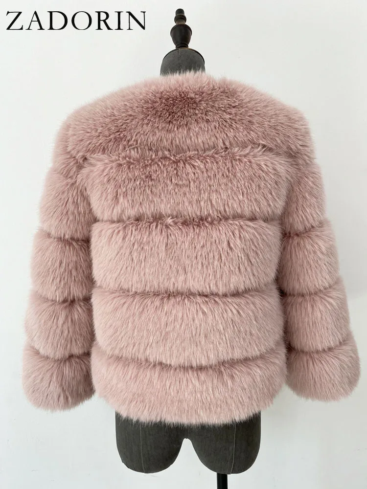 ZADORIN S-6XL Mink Coat Winter Black White Faux Fur Coat Woman Elegant Fluffy Faux Fur Jacket Top Short Fur Coats Woman Clothing