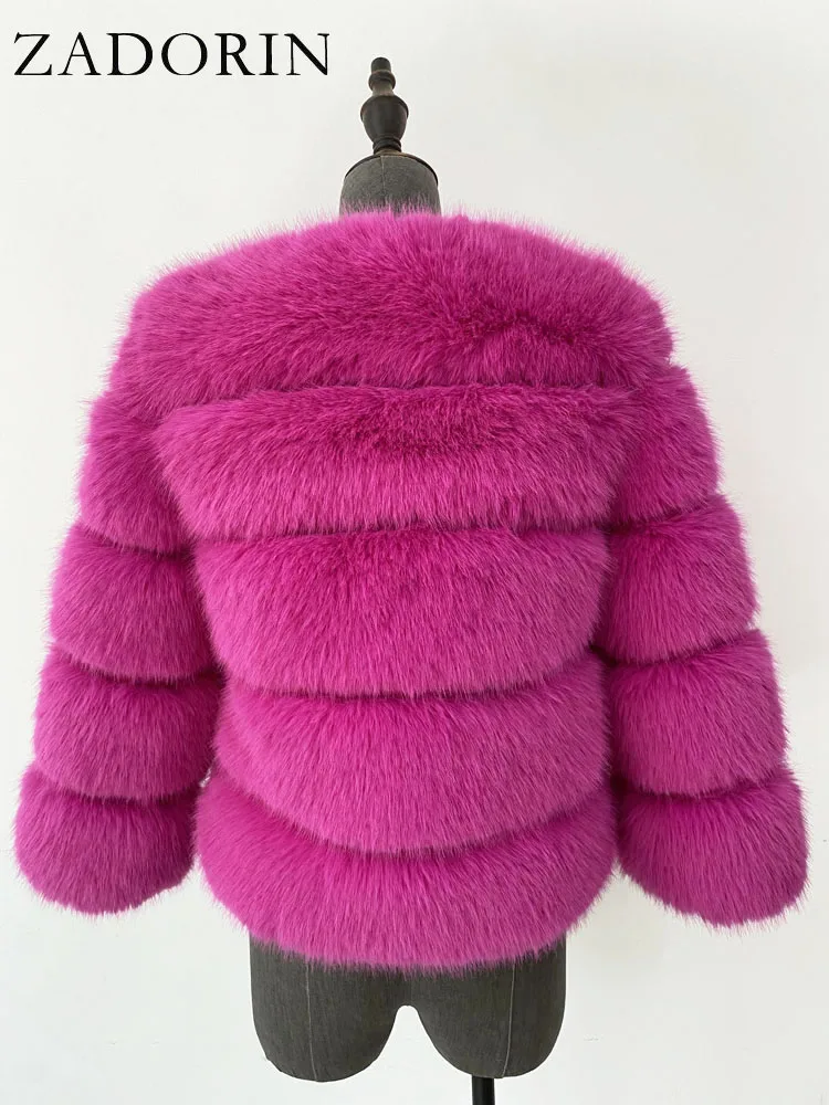 ZADORIN S-6XL Mink Coat Winter Black White Faux Fur Coat Woman Elegant Fluffy Faux Fur Jacket Top Short Fur Coats Woman Clothing