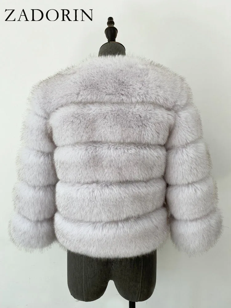 ZADORIN S-6XL Mink Coat Winter Black White Faux Fur Coat Woman Elegant Fluffy Faux Fur Jacket Top Short Fur Coats Woman Clothing