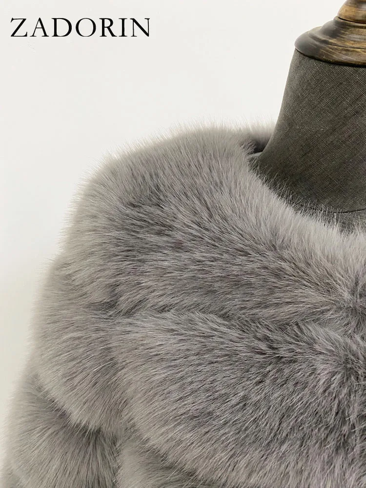 ZADORIN S-6XL Mink Coat Winter Black White Faux Fur Coat Woman Elegant Fluffy Faux Fur Jacket Top Short Fur Coats Woman Clothing