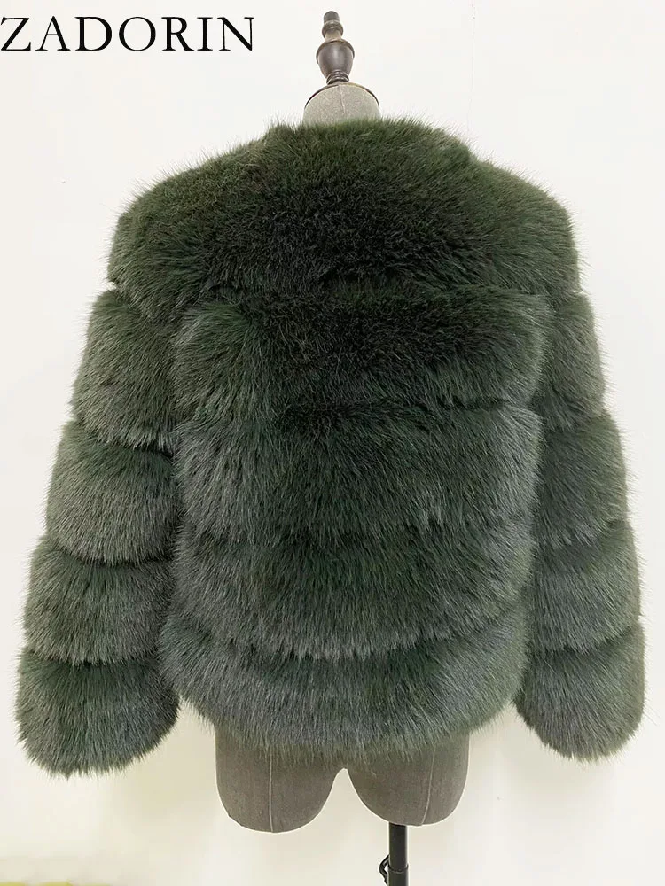 ZADORIN S-6XL Mink Coat Winter Black White Faux Fur Coat Woman Elegant Fluffy Faux Fur Jacket Top Short Fur Coats Woman Clothing
