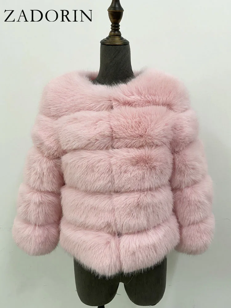ZADORIN S-6XL Mink Coat Winter Black White Faux Fur Coat Woman Elegant Fluffy Faux Fur Jacket Top Short Fur Coats Woman Clothing