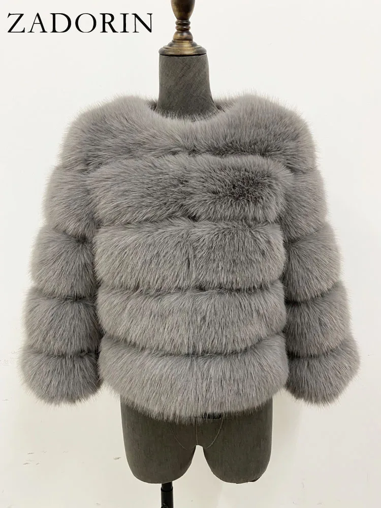 ZADORIN S-6XL Mink Coat Winter Black White Faux Fur Coat Woman Elegant Fluffy Faux Fur Jacket Top Short Fur Coats Woman Clothing