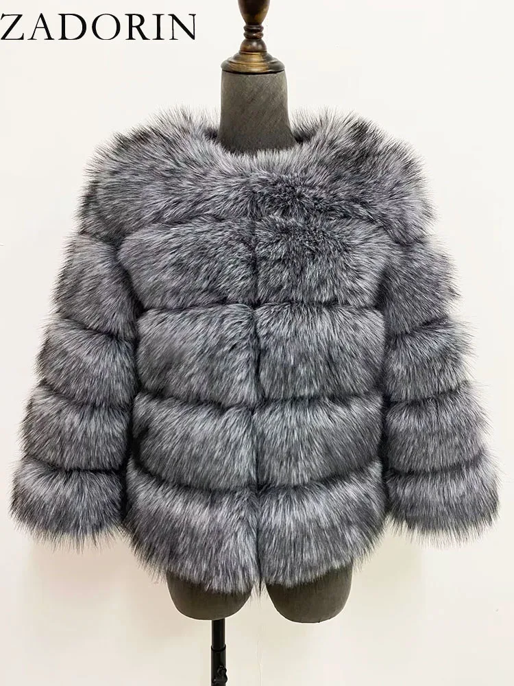 ZADORIN S-6XL Mink Coat Winter Black White Faux Fur Coat Woman Elegant Fluffy Faux Fur Jacket Top Short Fur Coats Woman Clothing