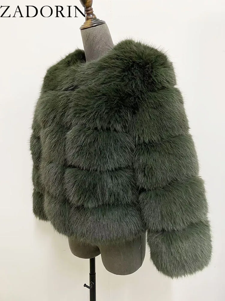 ZADORIN S-6XL Mink Coat Winter Black White Faux Fur Coat Woman Elegant Fluffy Faux Fur Jacket Top Short Fur Coats Woman Clothing