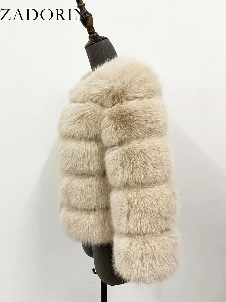 ZADORIN S-6XL Mink Coat Winter Black White Faux Fur Coat Woman Elegant Fluffy Faux Fur Jacket Top Short Fur Coats Woman Clothing