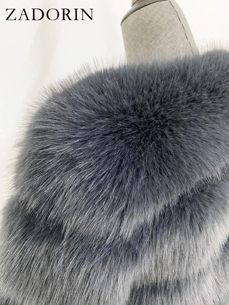 ZADORIN S-6XL Mink Coat Winter Black White Faux Fur Coat Woman Elegant Fluffy Faux Fur Jacket Top Short Fur Coats Woman Clothing
