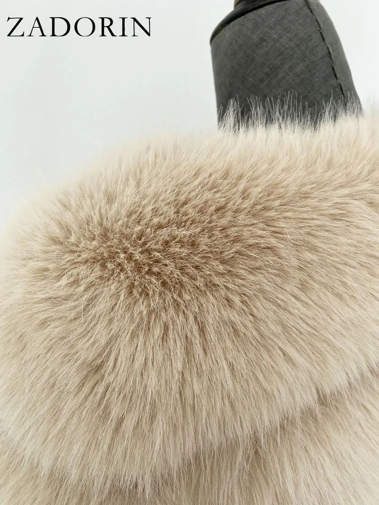 ZADORIN S-6XL Mink Coat Winter Black White Faux Fur Coat Woman Elegant Fluffy Faux Fur Jacket Top Short Fur Coats Woman Clothing