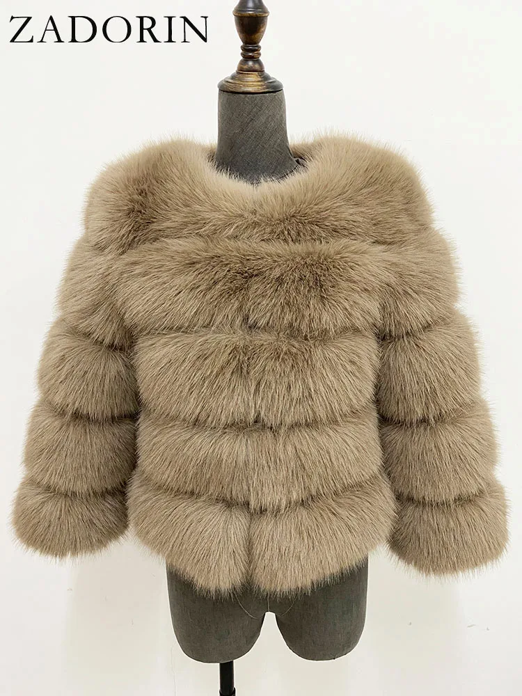 ZADORIN S-6XL Mink Coat Winter Black White Faux Fur Coat Woman Elegant Fluffy Faux Fur Jacket Top Short Fur Coats Woman Clothing