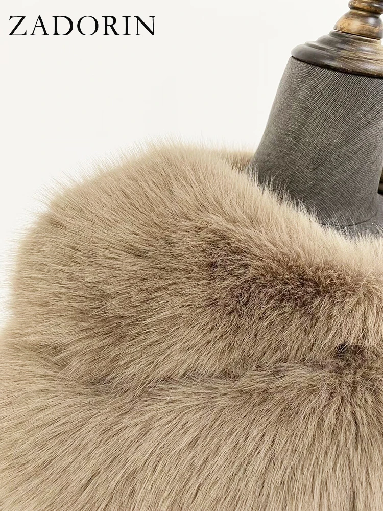 ZADORIN S-6XL Mink Coat Winter Black White Faux Fur Coat Woman Elegant Fluffy Faux Fur Jacket Top Short Fur Coats Woman Clothing