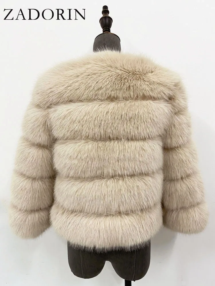 ZADORIN S-6XL Mink Coat Winter Black White Faux Fur Coat Woman Elegant Fluffy Faux Fur Jacket Top Short Fur Coats Woman Clothing