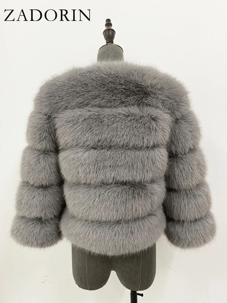 ZADORIN S-6XL Mink Coat Winter Black White Faux Fur Coat Woman Elegant Fluffy Faux Fur Jacket Top Short Fur Coats Woman Clothing