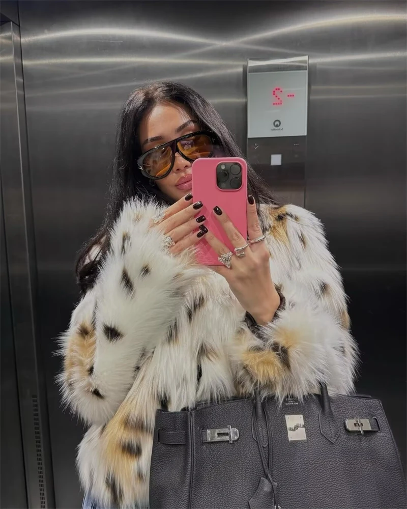 Women's faux fur coat Fall-Winter 2024 new animal-print faux fur top jacket Noble and elegant women's Coat Top