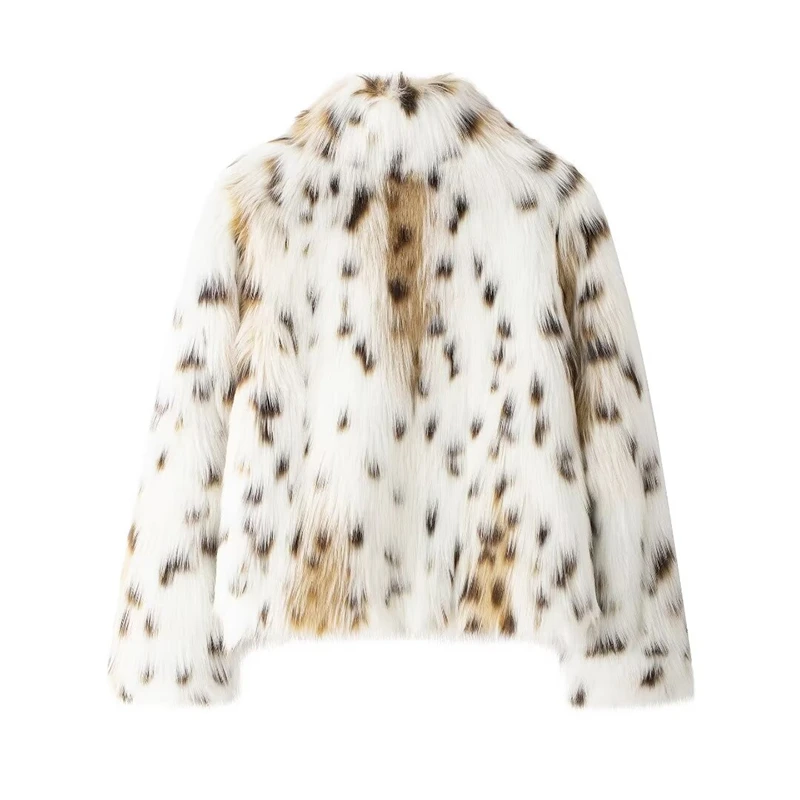 Women's faux fur coat Fall-Winter 2024 new animal-print faux fur top jacket Noble and elegant women's Coat Top